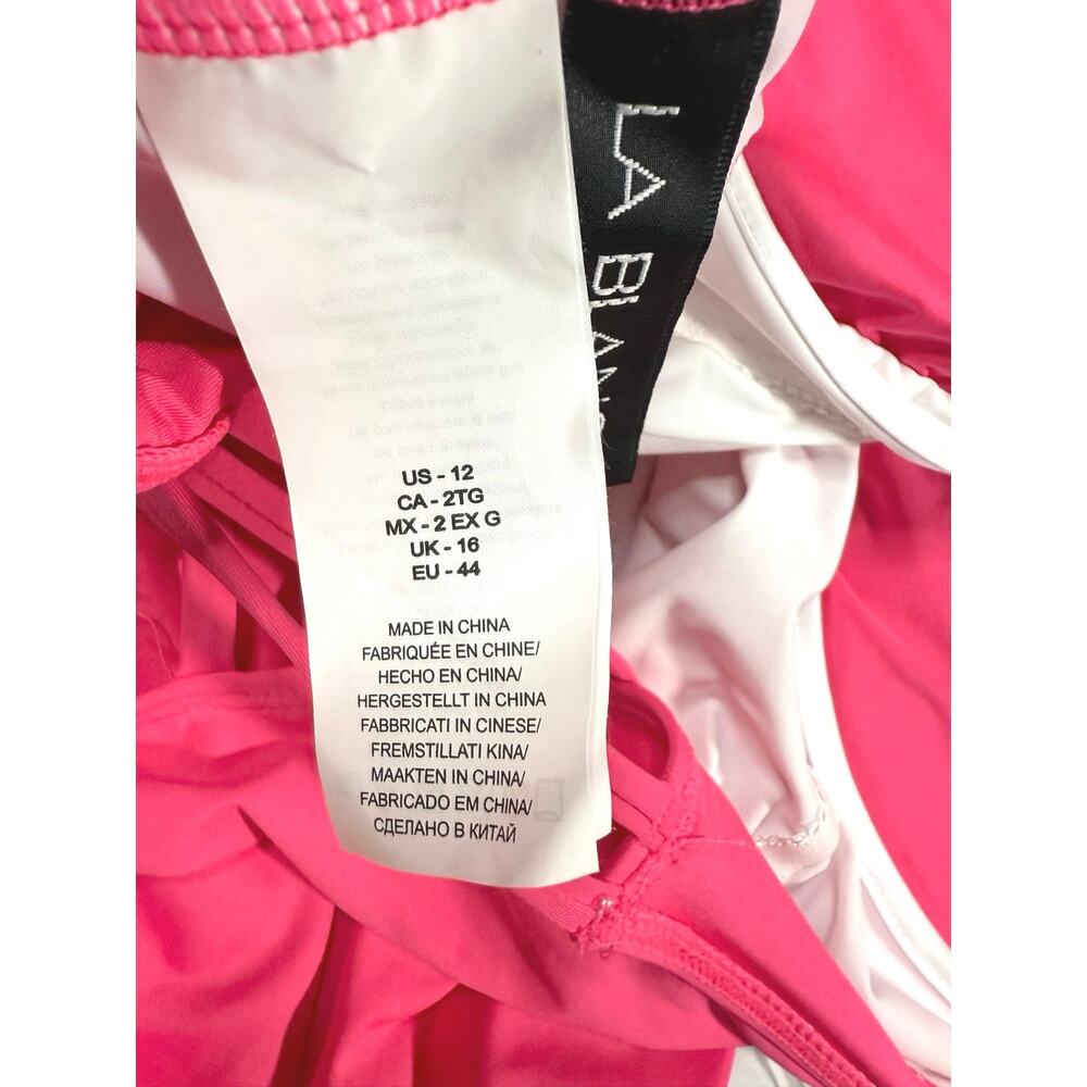 La Blanca Island Goddess Scoop Front Tummy Control One Piece Swimsuit Pink Sz 12 - Picture 7 of 9